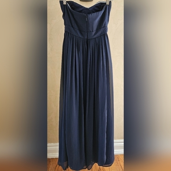 Jenny Yoo Navy Strapless Chiffon Maxi Formal Gown Dress-Size 4 - Picture 2 of 12